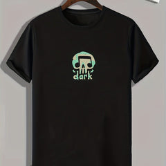 Dark & Skull Print Men's Comfy T-shirt for Outdoor Summer