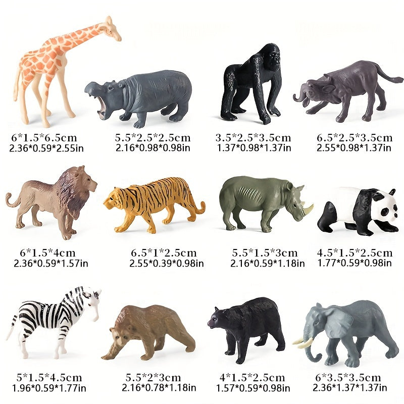 12pcs Realistic Wild Animal Figures Set for Christmas Birthday Easter