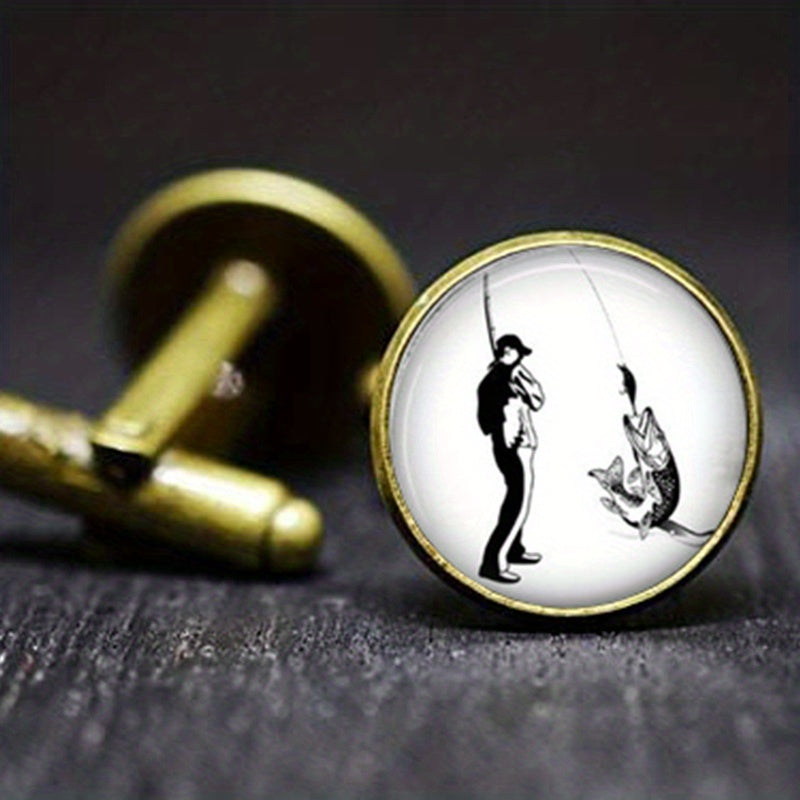 Fishing Cufflinks Stainless Steel Cufflinks