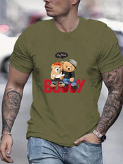 BUDDY Teddy Bear Print Men's Graphic Crew Neck Active T shirt