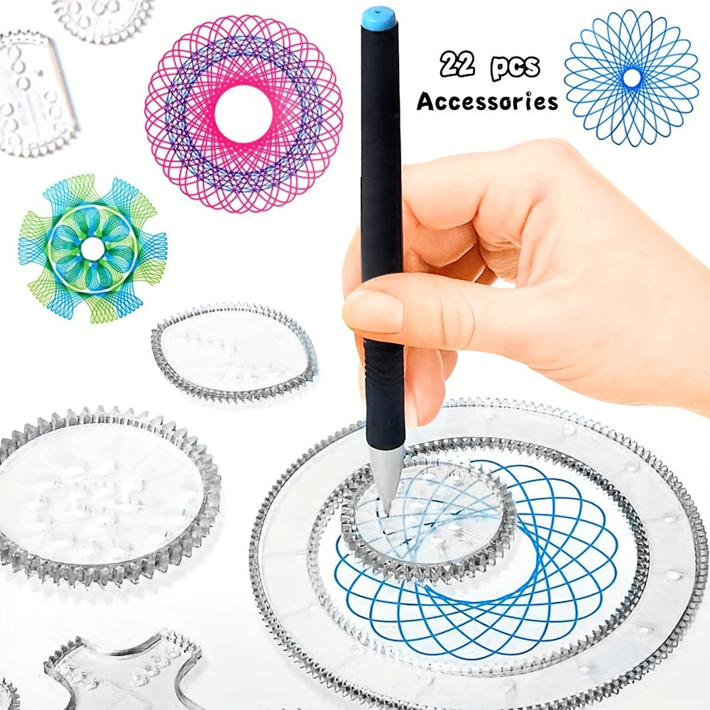 Spirograph Drawing Set Interlocking Gears & Wheels Geometric Ruler Creative