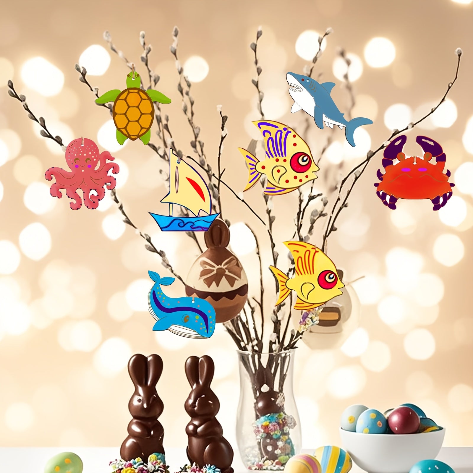 48pcs Ocean Animal Wooden Craft Set DIY Crafts for Birthdays Parties & Festivals