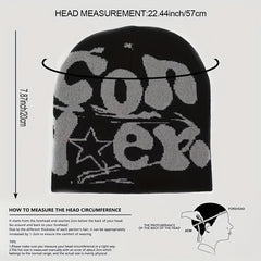 Fashionable Windproof Knitted Beanie Hat with CON Letter Embroidery