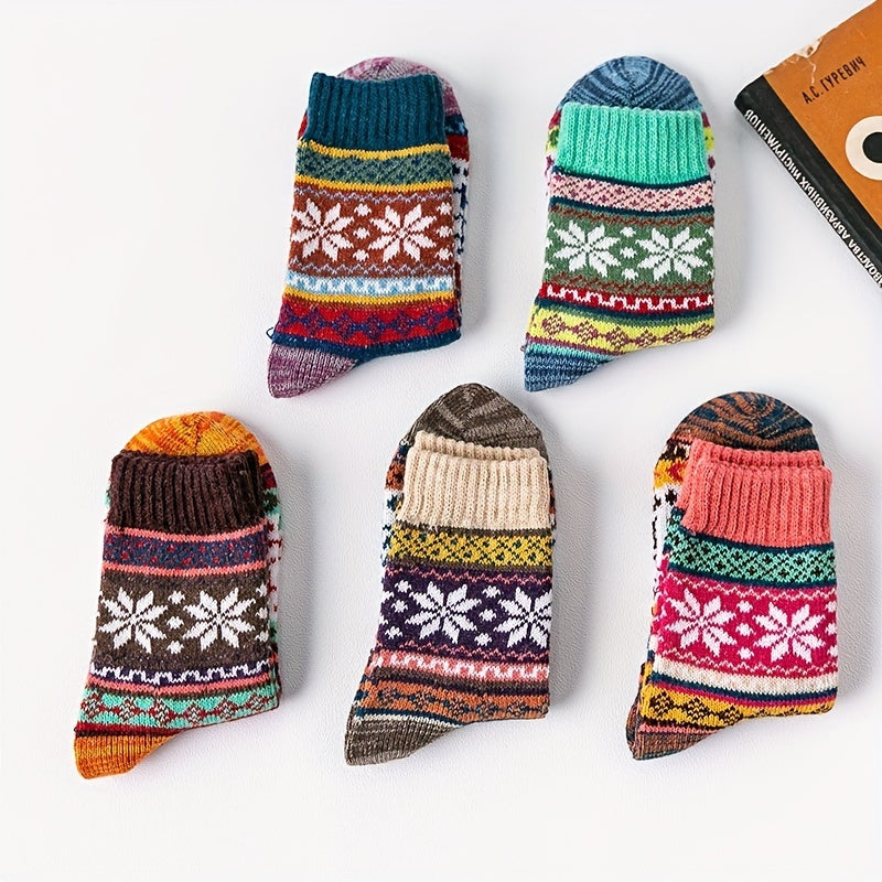 Ethnic Style Print Socks Women's Mid Tube Stockings