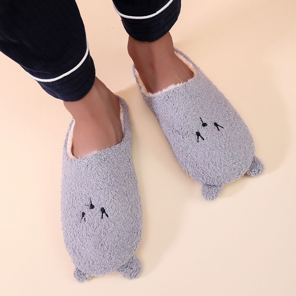 Men's Cartoon Animal Slippers for Indoor Bedroom - Autumn & Winter