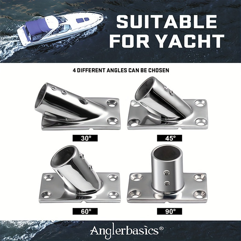 Heavy Duty Stainless Steel Boat Hand Rail Base 30 45 60 90 Degree Round Rect