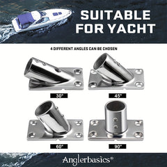 Heavy Duty Stainless Steel Boat Hand Rail Base 30 45 60 90 Degree Round Rect