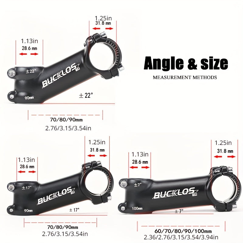 BUCKLOS 7 17 22 Degree Bike Handlebar Stem 60-100mm Road Mountain Bicycle Stem