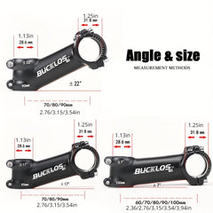 BUCKLOS 7 17 22 Degree Bike Handlebar Stem 60-100mm Road Mountain Bicycle Stem