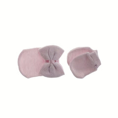Big Bow Soft Gloves & Hat Set With Baby Pullover Hat
