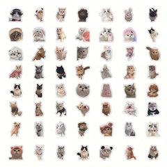 60pcs Cat Waterproof Vinyl Stickers For Water Bottle Stationery Luggage