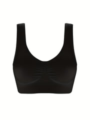 3 Pack Plus Size Sports Bras Set Women's Plus Solid Seamless Breathable Yoga Bra