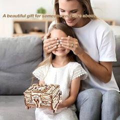 DIY 3D Wooden Puzzle Treasure Box Assembly Kit for Adults