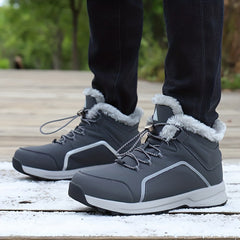 Women's Faux Fur Thermal Hiking Shoes - High Top Lace up Non slip