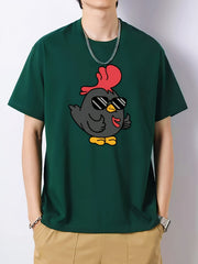 Men's Vintage Crew Neck Tee Short Sleeve Loose Fit Top