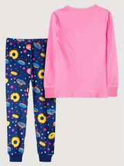 Girls Cartoon Graphic Pajamas Set Long Sleeve Tee and Pants Set