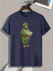 Soldier Print Men's Graphic T-shirt for Summer