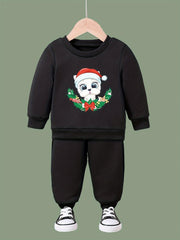 Girls Cartoon Dog Sweatshirt & Sweatpants Set