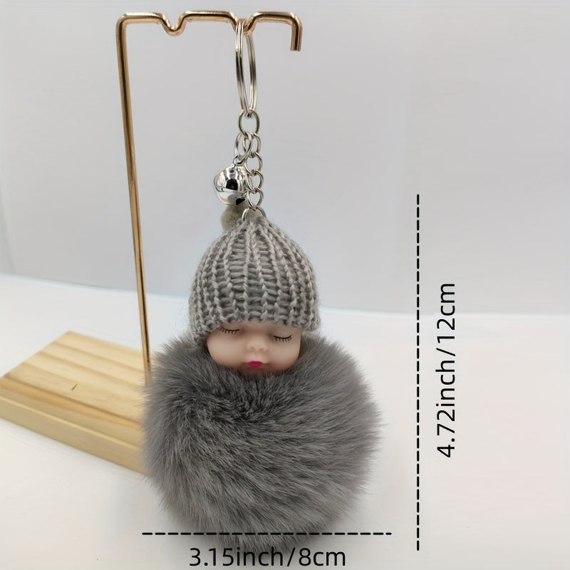 Zircon Rabbit Fur Ball Keychain for Girls