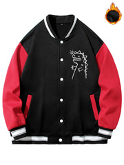 Dino Graphic Print Men's Baseball Jacket