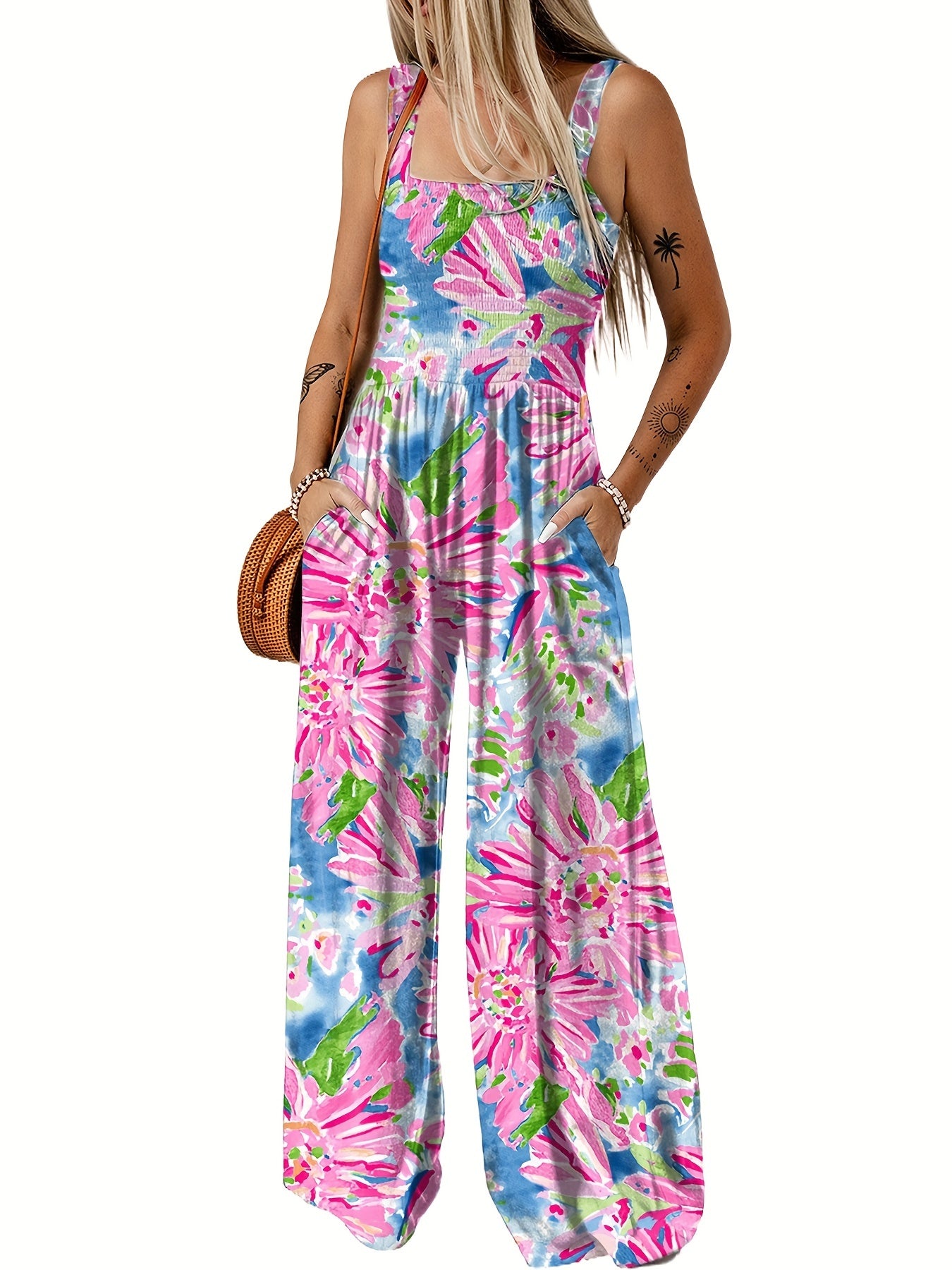 Solid Wide Leg Jumpsuit Sleeveless for Spring & Summer