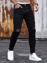 Men's Slim Fit Ripped Jeans Casual Street Style Stretch Denim Pants