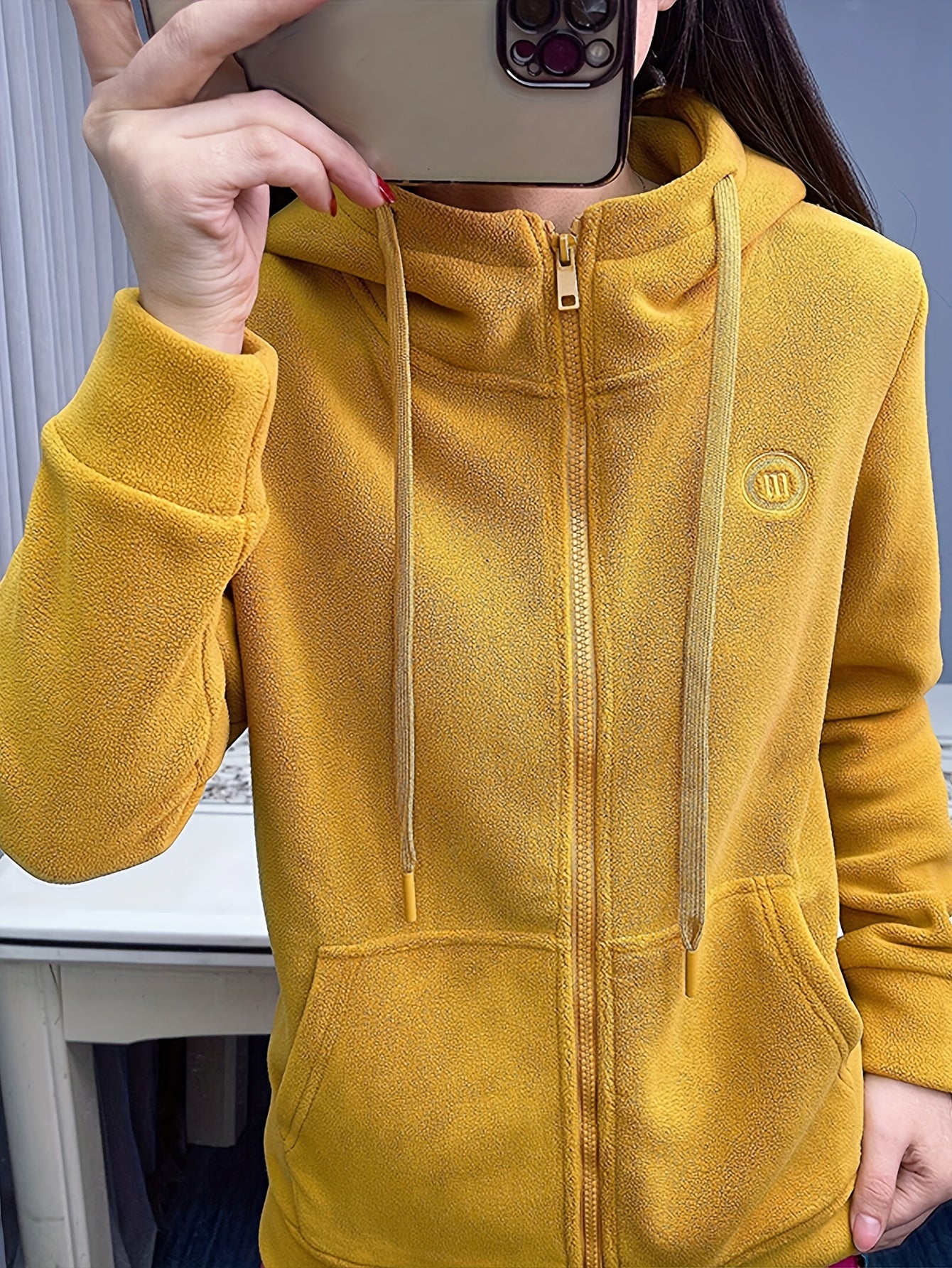 Plush Lined Hooded Jacket with Kangaroo Pocket