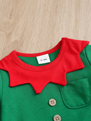 Cute Christmas Baby Jumpsuit Hat Set
