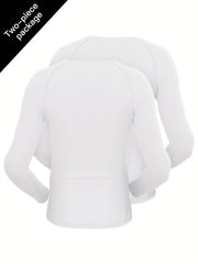 2 Pcs Men's Quick Drying Long Sleeve T-shirts for Fitness Training