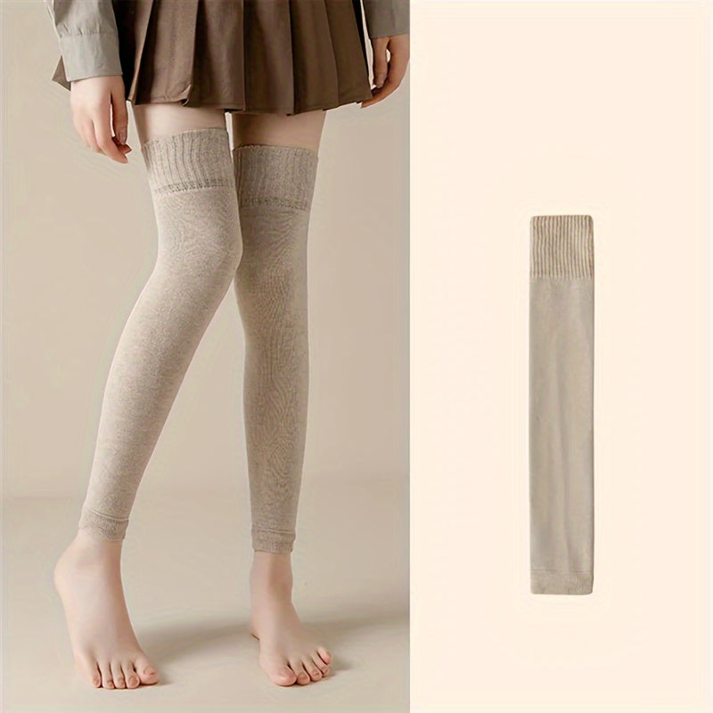 Women's Solid Footless Leg Warmer Thigh High Boot Cuffs Winter Socks