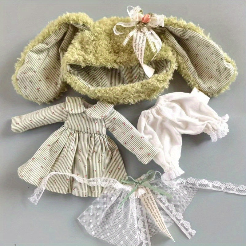 Long Ears Hat Flower Skirt Casual Pants DIY Doll Accessories for 1 6 Bress Doll