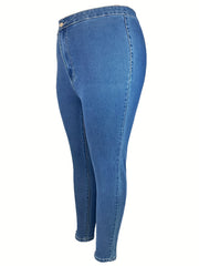 Solid High Rise Skinny Jeans