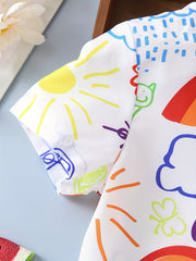 Boys Rainbow House Car Cloud Butterfly Cartoon Shirt