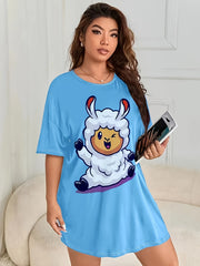 Sheep Print Nightdress Short Sleeve Loungewear Dress