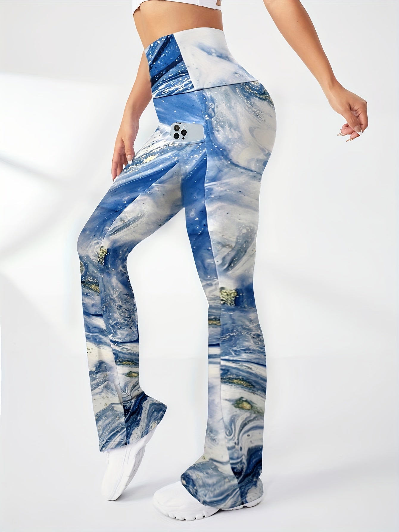 Printed Starry Sky Quick Dry Flare Leggings Women's Activewear
