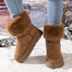 Women's Plush Lined Thermal Snow Boots Non Slip Winter Warm Shoes