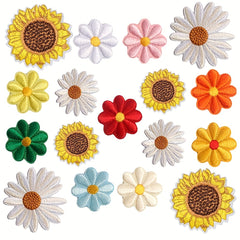 Sunflower Daisy Flower Patches Sew Iron On Embroidered Appliques DIY