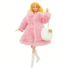 Faux Fur Coat, Stockings, Shoes for 29-21 cm Doll