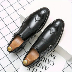 Men's Brogue Double Monk Shoes for Wedding Party Business
