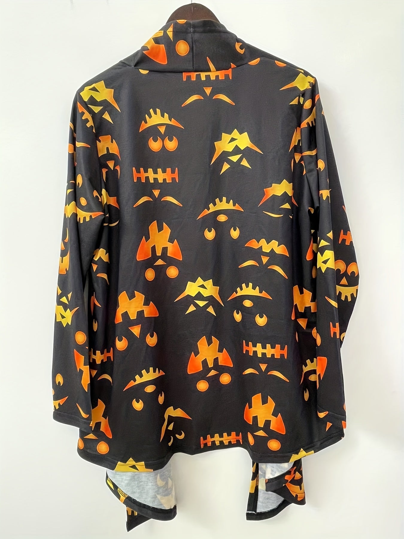 Halloween Pumpkin Face Print Cardigan