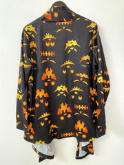 Halloween Pumpkin Face Print Cardigan