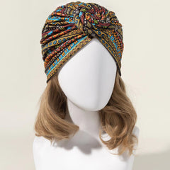 Printed Swirl Flower Headscarf Hat Bohemian Ethnic Style Snail Hat