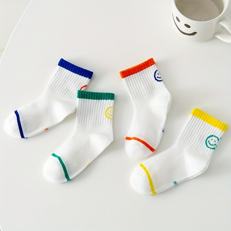 4 Pairs Kids Thin Mesh Breathable Crew Socks for Summer