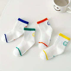 4 Pairs Kids Thin Mesh Breathable Crew Socks for Summer
