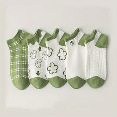 5 Pairs Girls Kids Low Cut Ankle Socks for Spring Autumn