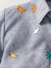 Dinosaur Graphic Print Boys Casual Short Sleeve Shirt