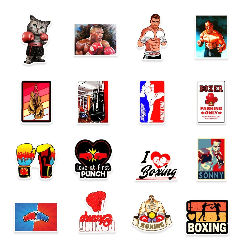50Pcs Boxing Sport Doodle Waterproof Stickers for Mobile Phone Computer