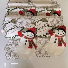 Polyester Snowman Table Runner Merry Christmas Embroidered Print