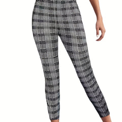 Plaid High Waist Pants Casual Slim Spring Fall Women's Clothing