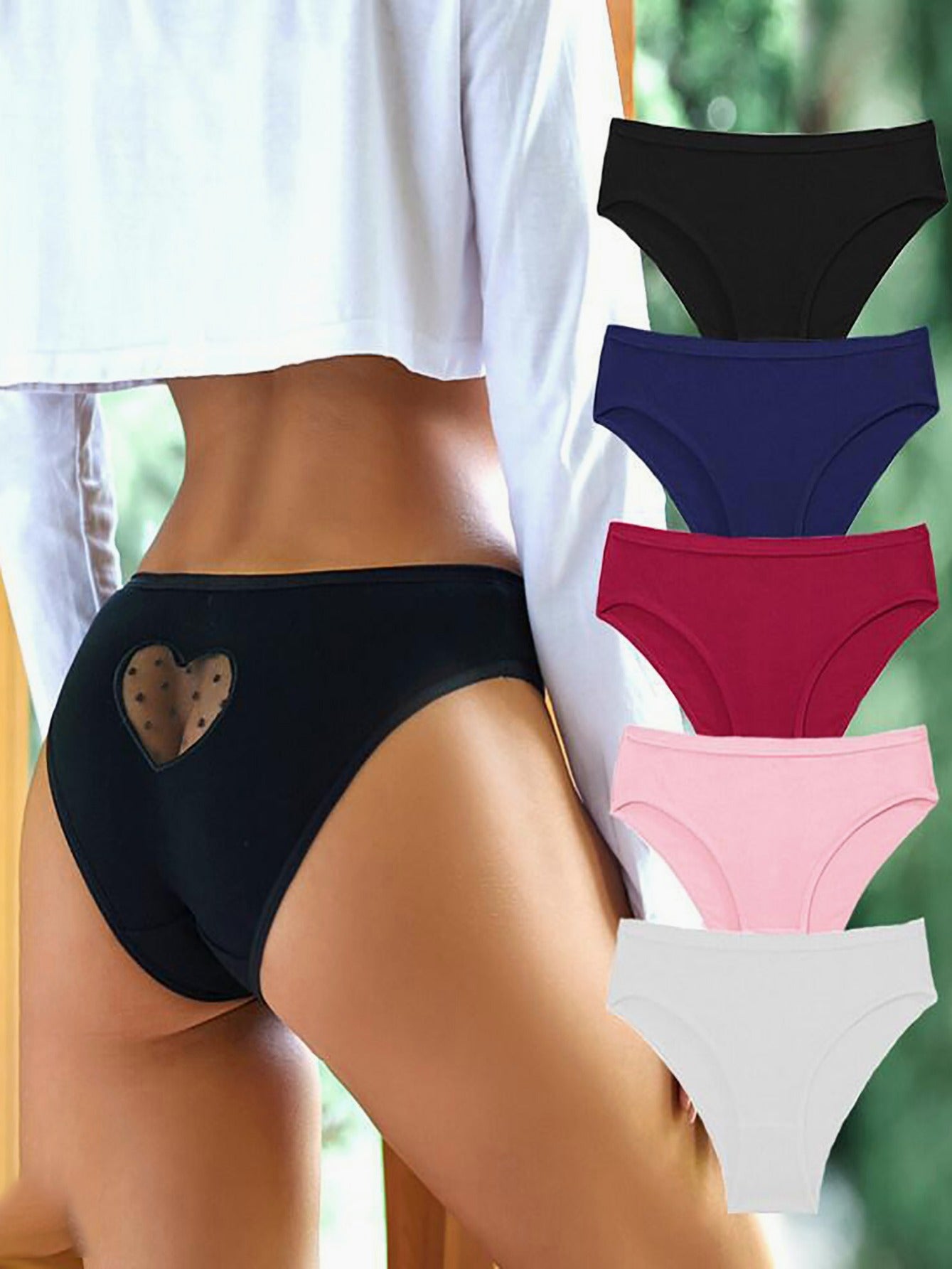 5pcs Lace Stitching Bikini Panties & Cotton Comfort Panties Women's Underwear